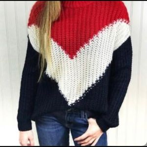 Women red white and blue sweater